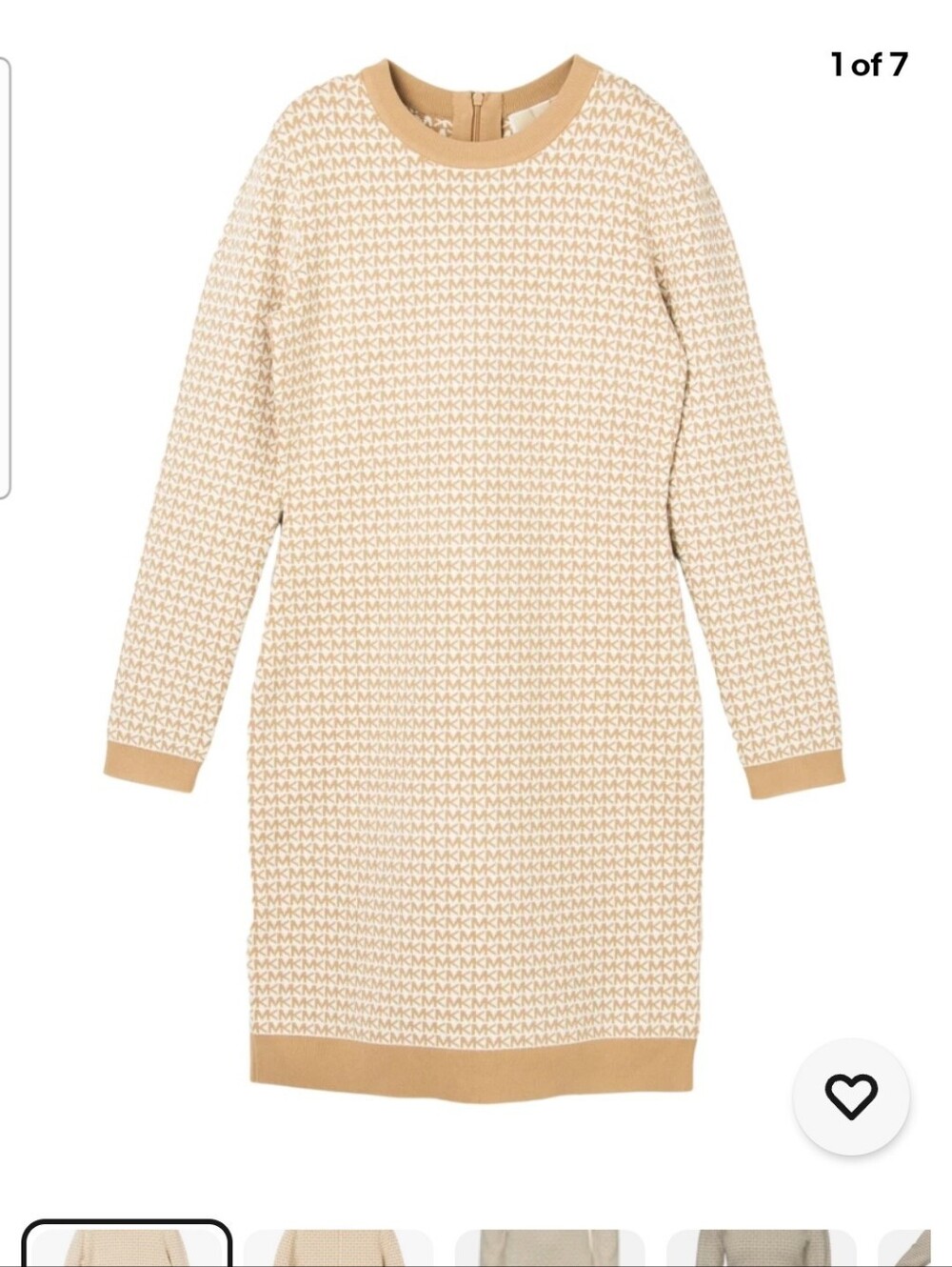 Michael Kors Cream & Tan Logo Knit Dress